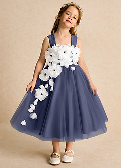 Azazie Dovey Flower Girl Dresses Stormy Ball-Gown Bow Tulle Dress image2