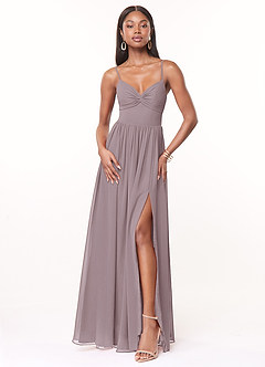 Azazie Zeya Bridesmaid Dresses Dusk A-Line V-Neck Pleated Chiffon Dress image1