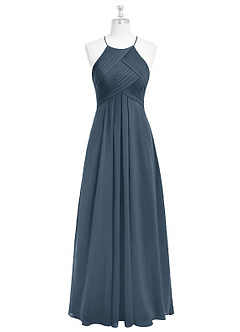 Azazie Ginger Bridesmaid Dresses Neptune A-Line Halter Pleated Chiffon Dress image6
