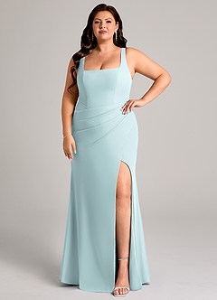 Azazie Mero Bridesmaid Dresses Mist Sheath Pleated Chiffon Dress image9