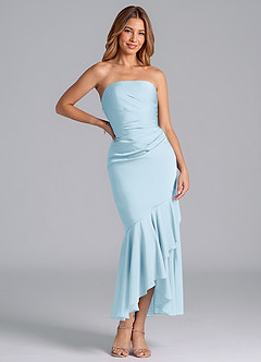 Azazie Danie Jurken voor bruidsmeisjes Jurk van Chiffon met Kolom Strapless Hemelsblauw image3