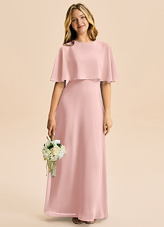 Azazie Maris Junior Robe Trapèze en Mousseline de soie Rose Poudré image5