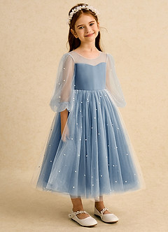 Azazie Trudy Blumenmädchenkleider Ballkleid Herzausschnitt Tüll Kleid Zwielichtviolett image1