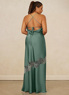 Christian Siriano Bridal for Azazie 1012 Bridesmaid Dresses Eucalyptus Sheath Lace Stretch Satin Dress image9