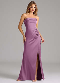 Azazie Aretha Brautjungfernkleider Wandelbar A-Linie Schulterfrei Stretch-Satin Kleid Blauregen image4