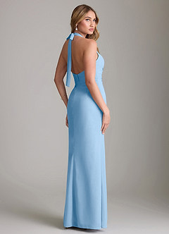 Azazie Valerie Robes de demoiselle d'honneur Robe Sirène en Mousseline de soie Plissée Poudre Bleue image2