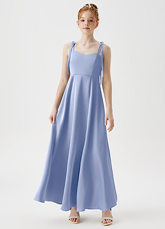 Azazie Rosey Junior Robe Trapèze en Satin extensible Encolure en Forme de Cœur Eis image4