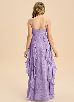 Azazie Peyton Junior Linie A Plisat Floral Burnout Lungime până la podea Domnișoară de onoare junioră Rochie image7