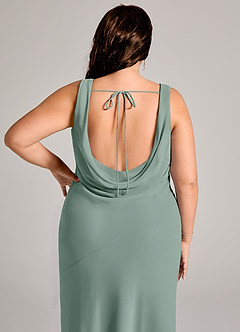 Azazie Rylina Bridesmaid Dresses Silver Sage Mermaid Pleated Chiffon Dress image12