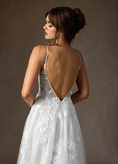 Azazie Monda Hochzeitskleider A-Linie Spitze Tüll Kleid Diamantweiß image10