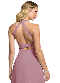 Azazie Clarice Bridesmaid Dresses Vintage Mauve A-Line Halter Chiffon Dress image5