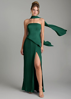 Azazie Tierney Bridesmaid Dresses Emerald A-Line Strapless Chiffon Convertible Dress image1