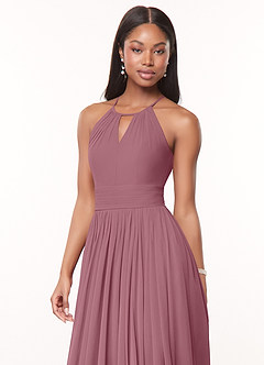 Azazie Cherish Bridesmaid Dresses Vintage Mauve A-Line Pleated Chiffon Dress image1