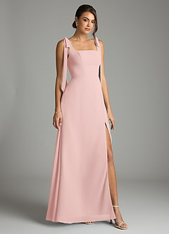 Azazie Debra Bridesmaid Dresses Powder Pink A-Line with Pockets Chiffon Convertible Dress image1