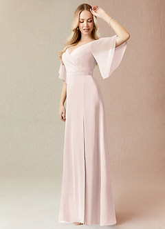 Azazie Cierra Bridesmaid Dresses Rose Petal A-Line V-Neck Chiffon Dress image4