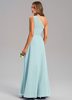 Azazie Phaedra Bridesmaid Dresses Sea Glass A-Line One Shoulder Chiffon Dress image7