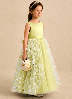 Azazie Maya Flower Girl Dresses Lemon Sorbet Ball-Gown Bow Tulle Dress image5