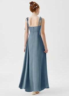 Azazie Rosey Junior Robe Trapèze en Satin extensible Encolure en Forme de Cœur Bleu Poussiéreux image2