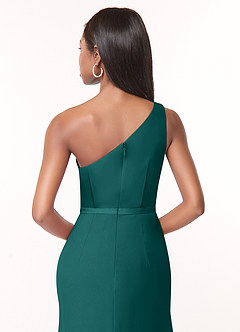 Azazie Liza Bridesmaid Dresses Peacock Mermaid One Shoulder Chiffon Dress image3