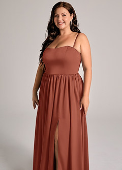 Azazie Calianna Brautjungfernkleider Wandelbar A-Linie Schulterfrei Stretch-Satin Kleid Rotbraun image11