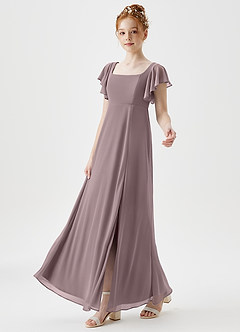 Azazie Bondi Junior Dusk A-Line Side Slit Mesh Dress image6