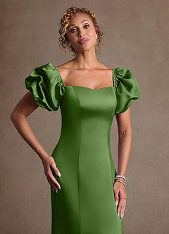 Azazie Redding 신부의 어머니 드레스 쉬스 셔링 스트레치 새틴 플로어 길이 드레스 image6