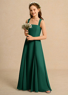 Azazie Tater Junior Formal vestidos de niña de las flores Vestido de Esmeralda de Gasa de Corte En A con Plisado image5