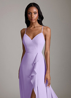 Azazie Naeem Bridesmaid Dresses Lilac A-Line V-Neck Ruffle Chiffon Dress image6