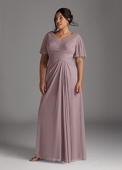 Azazie Emmeline Mother of the Bride Dresses Dusk A-Line V-Neck Pleated Mesh Dress image7