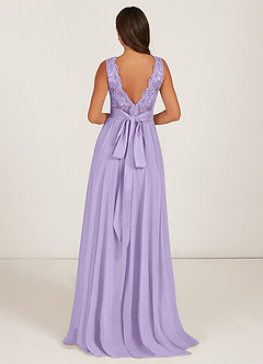 Azazie Gertrude Bridesmaid Dresses Lilac A-Line Lace Chiffon Dress image2