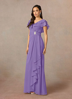 Azazie Snapdragon Kleider für die Brautmutter A-Linie V-Hals Gerüscht Chiffon Kleid Tahiti image6
