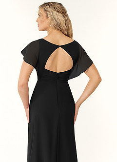 Azazie Rylee Bridesmaid Dresses Black A-Line Pleated Chiffon Dress image2