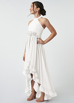 Azazie Hermione Junior White A-Line Chiffon Dress image4