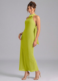Azazie Velli Bridesmaid Dresses Lemongrass Mermaid High Neck Chiffon Dress image1