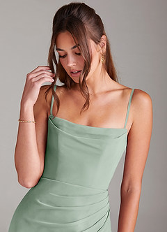 Azazie Leonis Bridesmaid Dresses Agave Sheath Strapless Chiffon Convertible Dress image2
