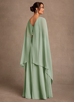 Azazie Liddie Mère de la mariée Robes Robe Trapèze en Mousseline de soie Plissée Vert Sauge image3