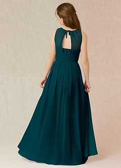 Azazie Bibiane Junior Pine A-Line Pleated Chiffon Dress image3