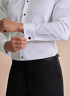 front Henry White Stud-Front Cotton Tuxedo Shirt
