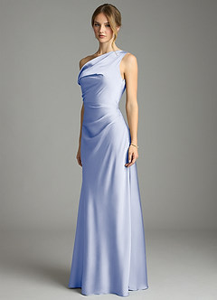 Azazie Emerson Bridesmaid Dresses Ice Mermaid Off the Shoulder Stretch Satin Dress image2