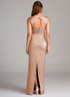 Azazie Flori Bridesmaid Dresses English Rose Sheath Side Slit Stretch Satin Dress image2