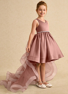 Azazie Julietta Robe Demoiselle D'honneur Fillette Robe Princesse en Tulle Convertible Rose De Cèdre image3