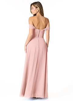Azazie Kaitlynn Vestidos de madrinha de casamento Vestido Pó Rosa de Chiffon de Império com Ruched image3