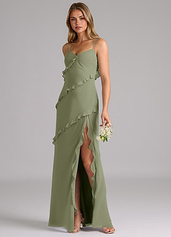 Azazie Nancie Bridesmaid Dresses Pistachio Mermaid Ruched Chiffon Dress image3