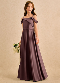 Azazie Jupie Girls Formal Vente finale Robe Trapèze en Mat Satiné Plissée Blushing Pink image3