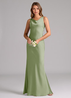 Azazie Allettie Bridesmaid Dresses Dusty Sage Mermaid Stretch Satin Dress image3