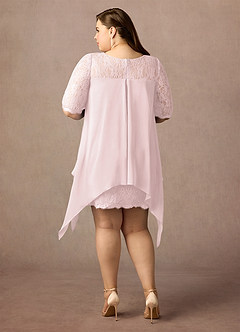 Azazie Flo Mother of the Bride Dresses Blushing Pink A-Line Lace Chiffon Dress image7