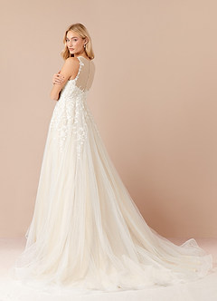 Azazie Deveny Wedding Dresses Diamond White Champagne Ball-Gown Sequins Tulle Dress image5