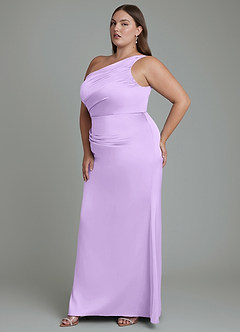 Azazie Akilah Bridesmaid Dresses Lilac Mermaid One Shoulder Stretch Satin Dress image11