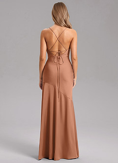 Azazie Grata Bridesmaid Dresses Bronzer Sheath Side Slit Stretch Satin Dress image2