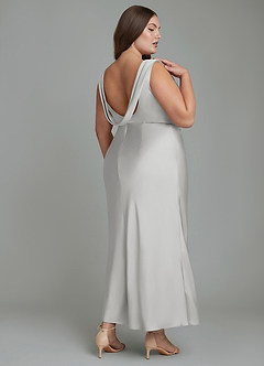 Azazie Kieryn Brautjungfernkleider Meerjungfrau-Linie Plissee Stretch-Satin Kleid Silber image7